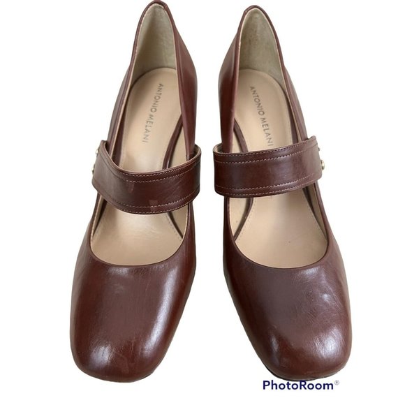 Antonio Melani Women Mary Jane Stiletto Heels Size 10‎ M Brown Leather Comfort - Picture 6 of 11